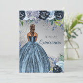 Invitation Robe Parties scintillant bleu argent Quinceañera Q (Debout devant)