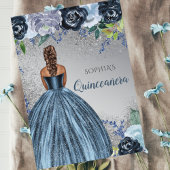 Invitation Robe Parties scintillant bleu argent Quinceañera Q