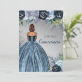 Invitation Robe Parties scintillant bleu argent Quinceañera Q (Debout devant)