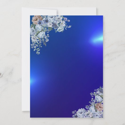 Invitation Robe Parties scintillant Bleue Marine, Fleurs Bleu (Dos)