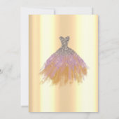 Invitation Robe Parties scintillant Chic, Roulettes d'or Quin (Dos)