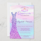 Invitation Robe Parties scintillant Chic, Tiara Holographique (Devant)