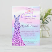 Invitation Robe Parties scintillant Chic, Tiara Holographique (Debout devant)
