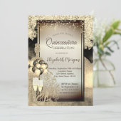 Invitation Robe Parties scintillant d'or, Talons, Célébration (Debout devant)