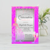 Invitation Robe Parties scintillant d'or, talons, Quinceañera (Debout devant)