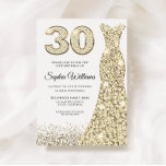Invitation Robe Parties scintillant dorée 30e fête d'annivers<br><div class="desc">Robe de Parties scintillant Golden Sparkle 30e anniversaire Invitation de fête Variations de l'invitation et articles correspondants dans notre magasin</div>