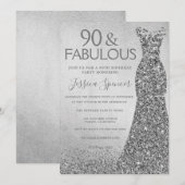 Invitation Robe Parties scintillant en argent 90 & fabuleux 9 (Devant / Derrière)