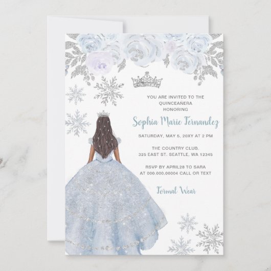 Invitation Robe Parties scintillant en argent bleu Dusty hive (Devant)