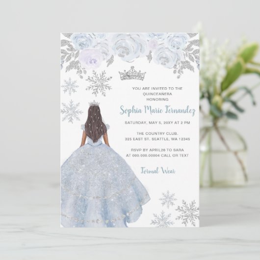 Invitation Robe Parties scintillant en argent bleu Dusty hive (Debout devant)