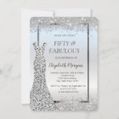 Invitation Robe Parties scintillant en argent Confetti 50e an (Devant)