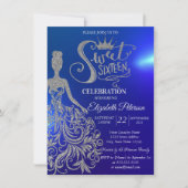 Invitation Robe Parties scintillant en argent, Diamants Bleu  (Devant)