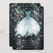 Invitation Robe Parties scintillant gris bleu et argent Douce (Devant / Derrière)
