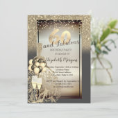 Invitation Robe Parties scintillant or, Ballons, 60e fête d'a (Debout devant)