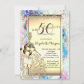 Invitation Robe Parties scintillant or, Ballons, Opal 50e ann (Devant)