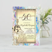 Invitation Robe Parties scintillant or, Ballons, Opal 50e ann (Debout devant)