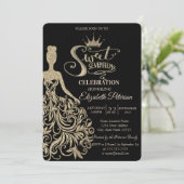 Invitation Robe Parties scintillant or chic, Tiara Black Quin (Debout devant)