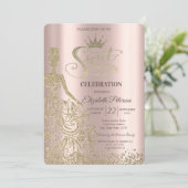 Invitation Robe Parties scintillant or, Diamants Rose Gold Sw (Debout devant)