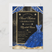 Invitation Robe Parties scintillant or et Royal Bleu Sweet si (Devant)