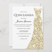 Invitation Robe Parties scintillant or étincelle Quinceanera (Devant)