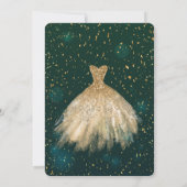 Invitation Robe Parties scintillant or, Fête des mariées vert (Dos)