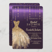 Invitation Robe Parties scintillant or, Fête des mariées viol (Devant / Derrière)