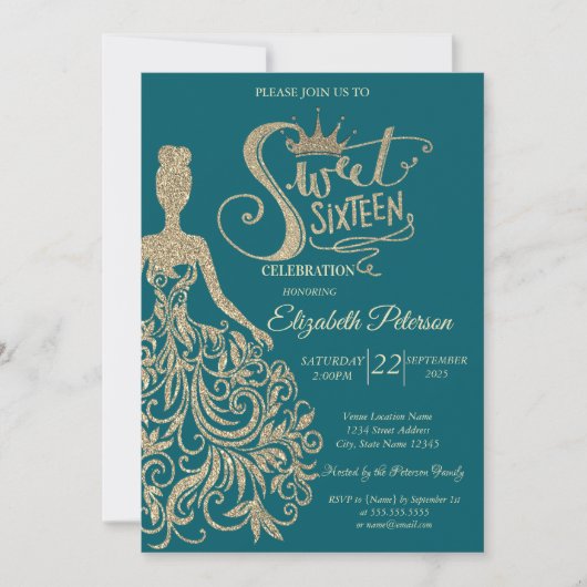 Invitation Robe Parties scintillant or fille Tiara, Diamonds (Devant)