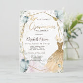 Invitation Robe Parties scintillant Or Papillons Bleus Gold F (Debout devant)