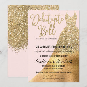 Invitation Robe Parties scintillant or rose glamour Dance déb
