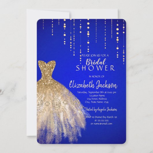Invitation Robe Parties scintillant or Royal Blue Fête des ma (Devant)