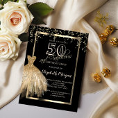 Invitation Robe Parties scintillant or Sequins 50e anniversai