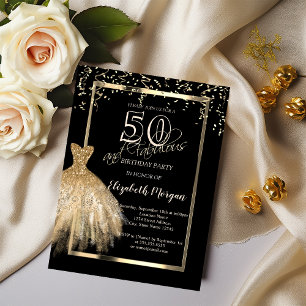 Invitation Robe Parties scintillant or Sequins 50e anniversai