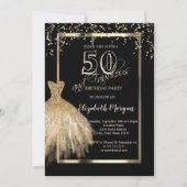 Invitation Robe Parties scintillant or Sequins 50e anniversai (Devant)