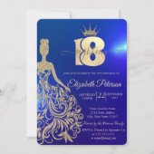 Invitation Robe Parties scintillant or, Tiara, Bleu18e annive (Devant)