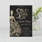 Invitation Robe Parties scintillant or, Tiara, Diamants Black (Debout devant)
