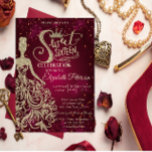 Invitation Robe Parties scintillant or, Tiara, Diamonds Sweet<br><div class="desc">Parties scintillant d'or tiara,  robe et diamants Sweet 16 anniversaire invitation fête.</div>