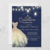 Invitation Robe Parties scintillant or, Tiara Quinceañera (Devant)