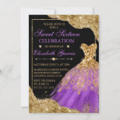 Invitation Robe Parties scintillant or & violet & Arêtes de G (Devant)