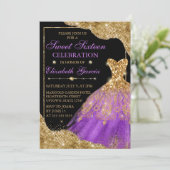 Invitation Robe Parties scintillant or & violet & Arêtes de G (Debout devant)