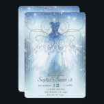 Invitation Robe Parties scintillant princesse en argent bleu<br><div class="desc">Personnaliser pour votre événement !</div>