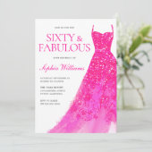Invitation Robe Parties scintillant rose 60e fête d'anniversa (Debout devant)