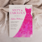 Invitation Robe Parties scintillant rose 60e fête d'anniversa