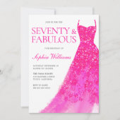 Invitation Robe Parties scintillant rose 70e fête d'anniversa (Devant)