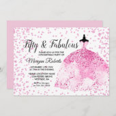 Invitation Robe Parties scintillant rose cinquante et fabuleu (Devant / Derrière)