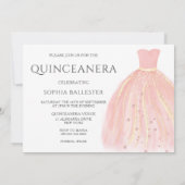 Invitation Robe Parties scintillant rose douce Douce 15 Quinc (Dos)