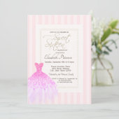 Invitation Robe parties scintillant rose rayures doux 16 (Debout devant)