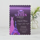Invitation Robe parties scintillant, Tiara, Tour Eiffel Purpl (Debout devant)