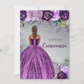 Invitation Robe Parties scintillant violet en argent Quinceañ (Devant)