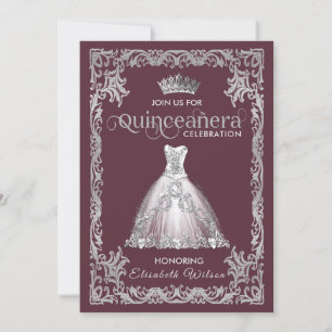 Invitation Robe pétillante de luxe vintage tiara Quinceañera