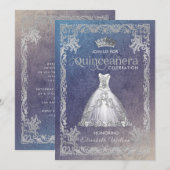 Invitation Robe pétillante de luxe vintage tiara Quinceañera (Devant / Derrière)