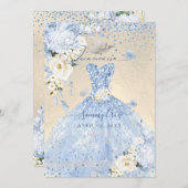 Invitation Robe PixDezines Dusty Blue Hyde Quinceanera (Devant / Derrière)